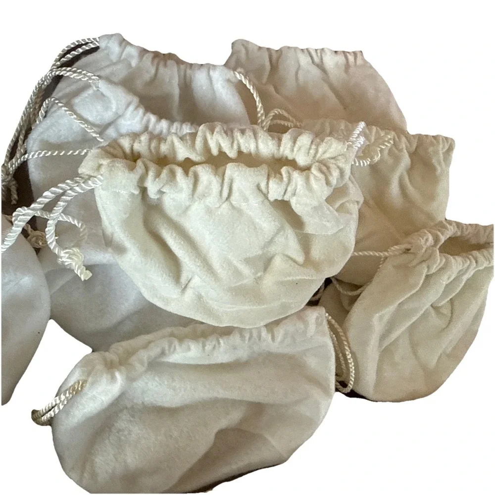 25 Vintage Jewelry Pouches Bulk Drawstring Bags Velvet Flannel Gift Storage Lot